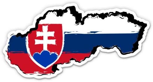 Slovačka Oblik zemlje Slovačka zastava - 3 Vinilna naljepnica - za automobilski laptop Vodeni boce - vodootporan naljepnica