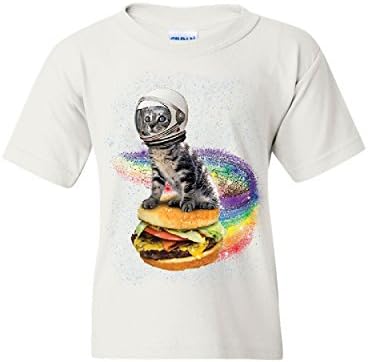 Mačka leti dugina burger omladinska majica smiješni astronaut mačeni prostor djeca tie