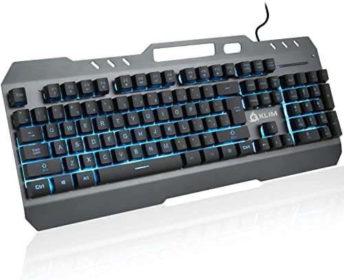 KLIM munja Polumehanička tastatura za igre + 7 LED boja + metalni okvir + kompatibilno sa PC Mac PS4 ps5 Xbox One + žičana hibridna