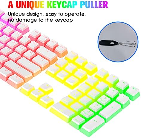 Manbasnake Puding Keycaps Double Shot PBT Keycap Set sa prozirnim slojem, za 104 87 61 tastere RGB pozadinskim osvjetljenjem mehaničke tastature, OEM profil, američki raspored-bijeli