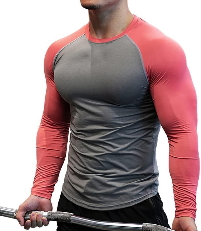 H Hyfol Majice za vježbanje za muškarce Brze suho vlage Wicking majice Raglan trčanje sportskih dijelova dugih rukava majice