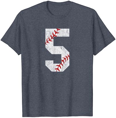 Broj 5 Vintage 5th rođendani bejzbol ljubavnik 5 godina majica