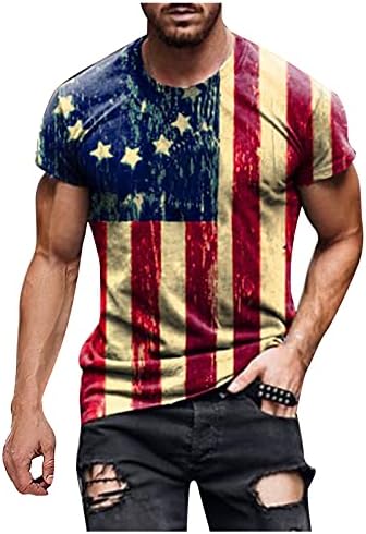 Beuu vojničke majice kratkih rukava za muškarce, američka zastava majica Retro Patriotska bluza Muscle Workeut Atletics Tee vrhovi