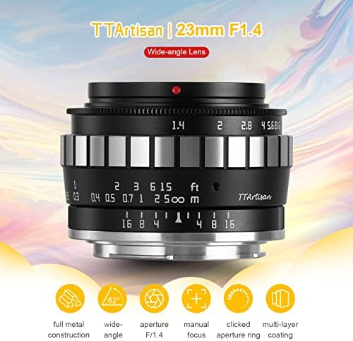 Ttartisan 23mm F1. 4 ručni objektiv, kompatibilan sa Fuji X-Mount kamerama X-PRO1 X-PRO2 X-E1 X-E2 X-E3 X-H1 X-T10 X-T2 X-T3 X-T20