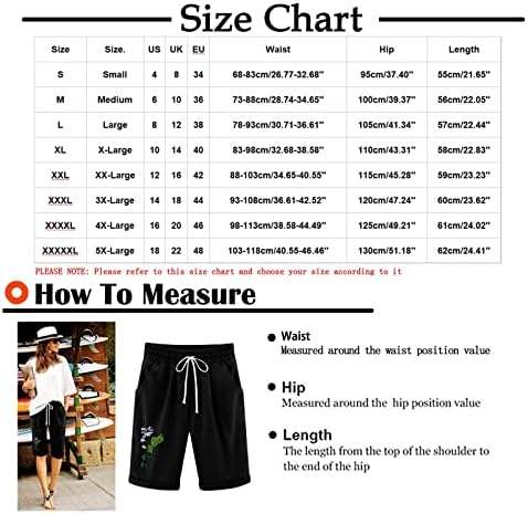 Pamučne kratke hlače za žene Dužina koljena Bermuda Hlače Elastični struk Comfy Radne kratke hlače Hodalice s džepovima