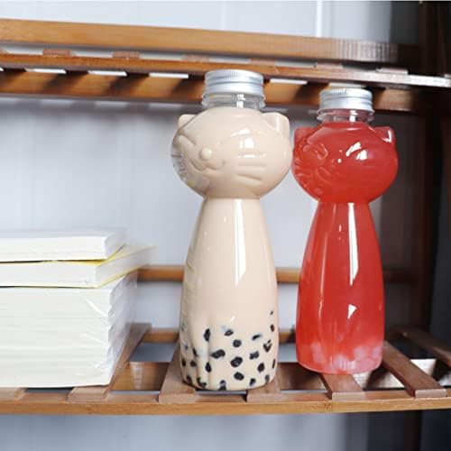 Luxshiny Plastična bočica za piće za višekratnu upotrebu posuda za piće sa kapicama poklopci 500ml mačka u obliku soka za sokove od