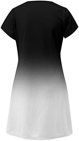 MRŠIINRI ljetna haljina za žene 2022 Casual kratki rukav okrugli vrat sarafan trendi gradijentne plaže Mini haljine sa džepovima