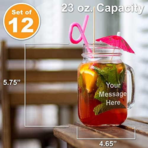 Ice štampa prilagodljiv Mason Jar | 23 Oz., Set od 12 | personalizirano staklo za piće | izdržljiv & čvrst / savršen za djevojačko