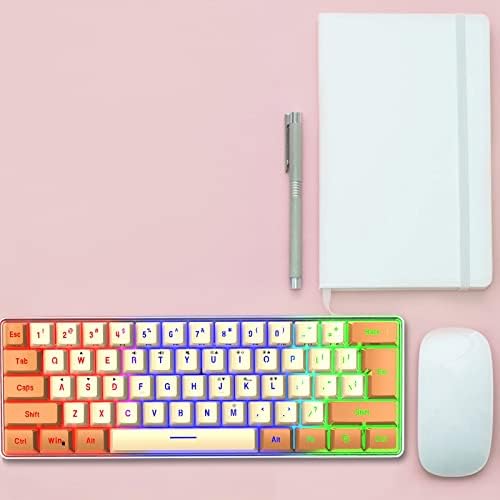 61 tasteri mehanička tastatura Retro šarena pisaća mašina, RGB LED tastatura za igre sa pozadinskim osvetljenjem, fleksibilna USB