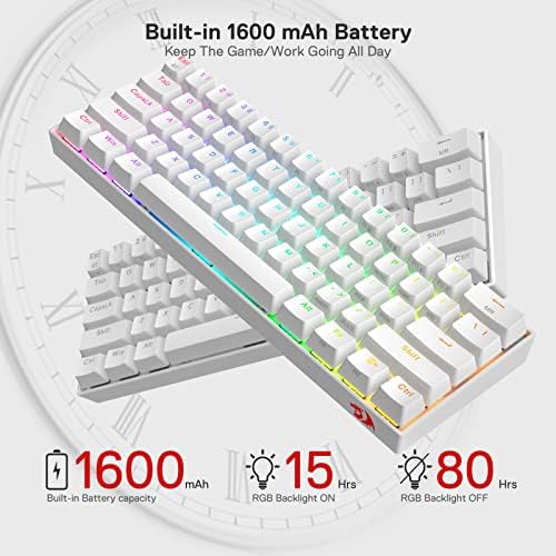 Redragon K530 Pro Draconic 60% bežična RGB mehanička tastatura, Bluetooth/2.4 Ghz/žičani 3-Mode 61 tasteri kompaktna tastatura za igre sa Hot-Swap utičnicom, PCB sa besplatnim modom i taktilni smeđi prekidač