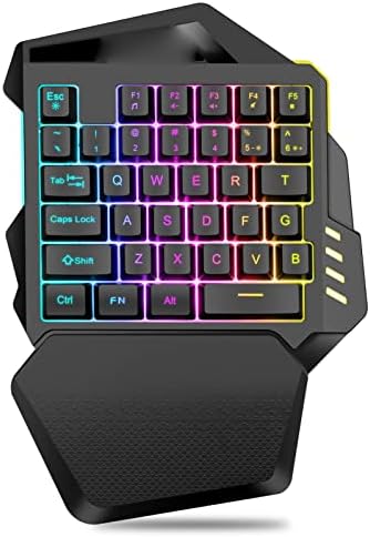 Vbestlife jednoručna RGB tastatura za igre, Tip C 2.4 G bežična 35 tastera jednoručna tastatura, Mini tastatura za igre, za PC Gamer