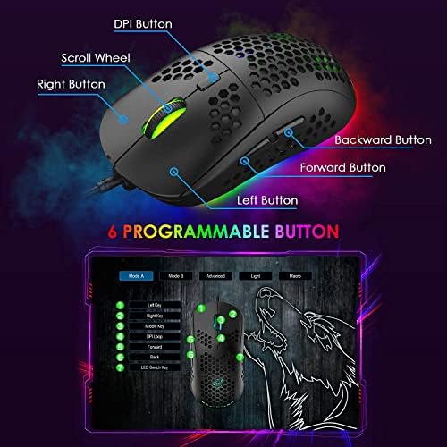 UK Layout Gaming tastatura i miš, Žična RGB 80% mehanička tastatura + 6400 podesivi DPI gaming miš, osvetljavajući poklopac ključa,