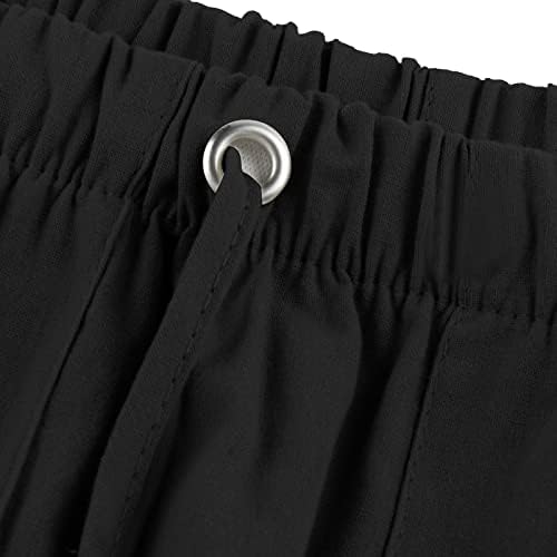Muške pamučne posteljine hlače Ljeto labavi džepovi Elastične struke nacrtavajuće hlače, casual lagane osnove klasične pantalone