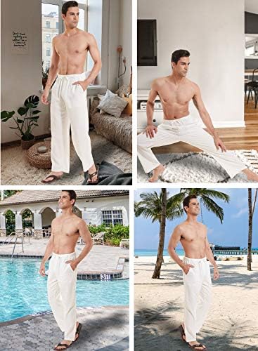YuKaichen muške posteljine pamučne joge hlače casual labave dukseve na plaži hlače na plaži Lounge hlače