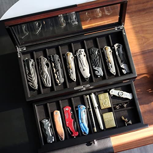 Besforu džepni nož vitrina za muškarce držač kolekcije 15-17 sklopivi nož sa završnom obradom od oraha dvoslojna kutija za odlaganje