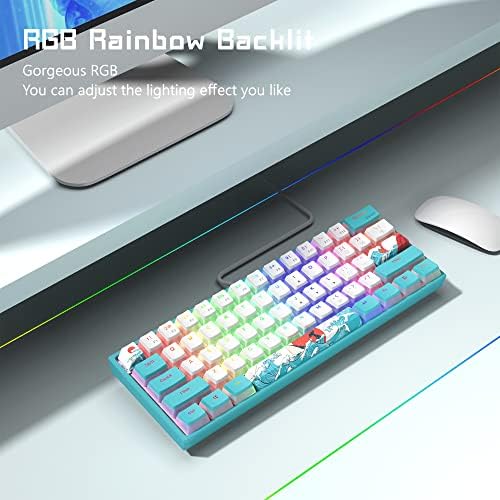 Womier 60% posto tastatura, Wk61 mehanička RGB žičana tastatura za igre, vruća zamjena tastatura plavo more tema sa PBT kapicama za