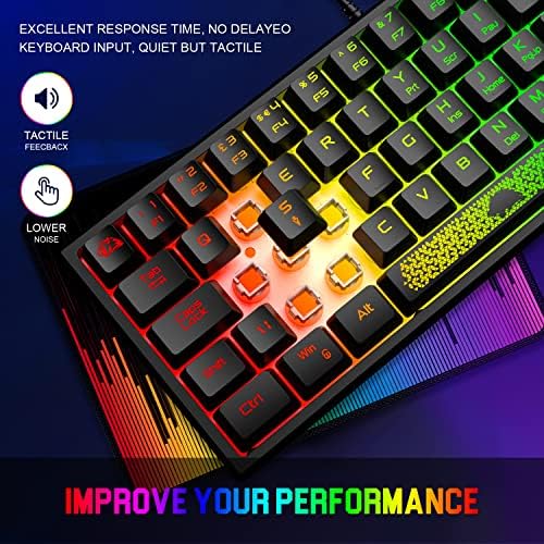 Ajazz K61 60% posto tastatura,RGB kompaktna mehanička tastatura sa pozadinskim osvetljenjem sa 19 tastera protiv duhova tihi membranski