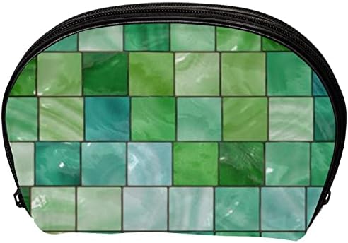 Tbouobt kozmetička torba za žene, vreće za šminke Sobno toaletna torbica Putni poklon, zelena tirkizna zelena karirana umjetnost