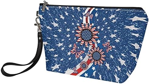 WHOSGNIHT ženska kozmetička torbica američka zastava leptir suncokretova kožna torbica za šminkanje ručna toaletna torba za putovanja