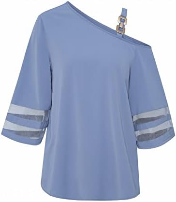 Novelty bluza za žene Jedno rabljene rukave sa čvrstim bojama Majica Šifon Basic Jednostavan trendy Comfy Tee Top