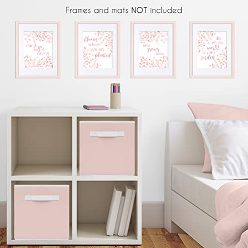 Sweet Jojo Designs Blush Pink And White Floral list Wall Art Prints Room Decor za bebe, rasadnike i djecu - Boho Chic Bohemian akvarel