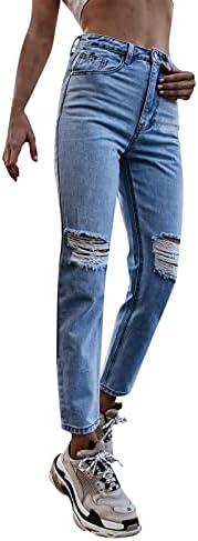 Lariau visoke traperice za žene džepne rupe elastične tanke gumb uznemirene rastepetne pantalone pantalone
