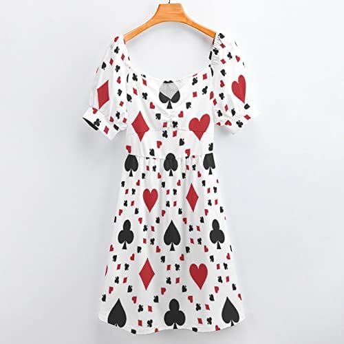 Poker karte ženske ljetne lepršave haljine sa kratkom suknjom Casual Print Swing haljine