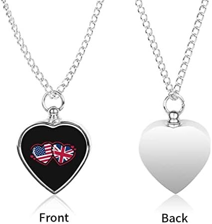 Američka i britanska zastava Heart pet kremiranje nakit za pepeo urna ogrlica Memorijalni nakit privjesak za uspomenu za kućne ljubimce