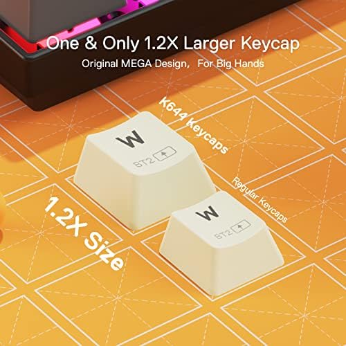 Redragon K644 SE 65% 3-modna bežična RGB tastatura za igre, 61 tasteri Hot-Swapable kompaktna mehanička tastatura sa nadogradnjom hot-Swap PCB Socket & Creative 1.2 X veće veličine, tihi crveni Linearni prekidač