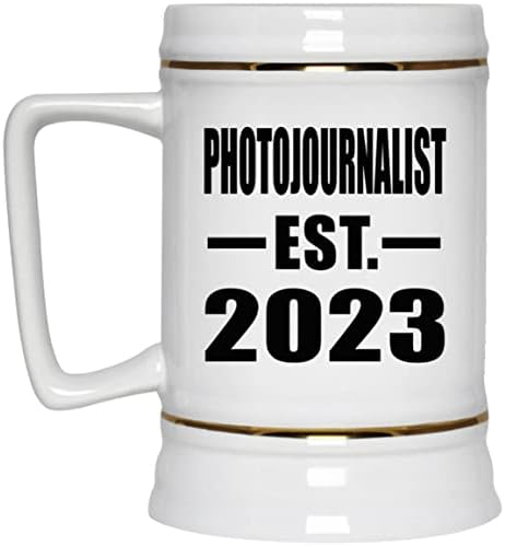 Dizajnirajte fotoreportersko uspostavljeno EST. 2023, 22oz pivo Stein keramička tankarda sa ručicom za zamrzivač, pokloni za rođendan