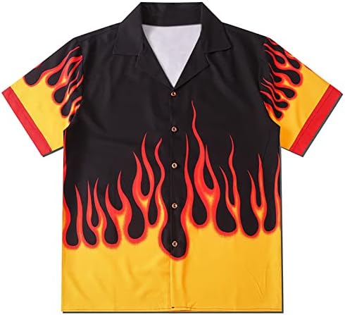 Jemocilni gumb prema dolje prevelizirana kratka majica za muškarce žene tinejdžeri labavi majice sa grafikom plamena