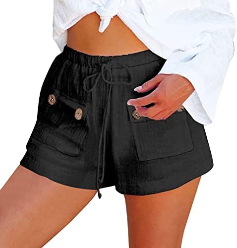 Posteljine kratke hlače za žene Ljeto Ležerne prilike, kratke hlače sa visokim strukom Slobodne udome udobne salonske kratke hlače