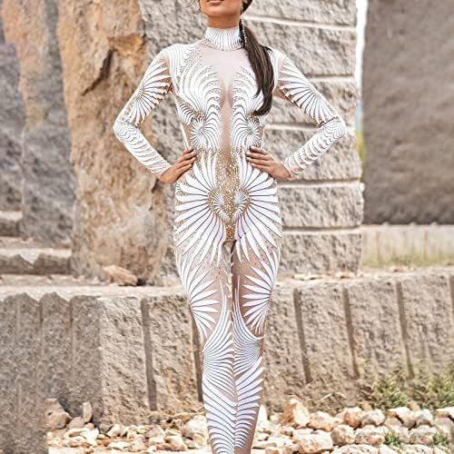 MTSDJSKF Nedostaje kombinezon za žene skeleton 3D štampanje bodi patent zatvarač Halloween kostim cijelo tijelo bodi