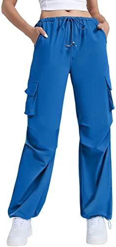 Allytok padobranske pantalone za žene y2k baggy teretne hlače sa džepovima nacrtajući pantalone za ulične odjeće