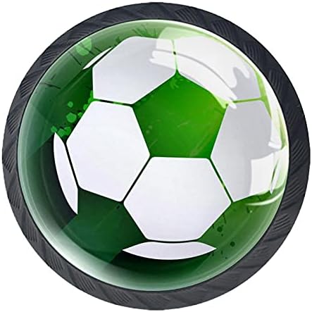 TYUHAW okrugla ladica vuče ručicu nogomet nogomet zeleni Sport štampanje sa vijcima za dom komoda ormari vrata kuhinja ured sto ladica