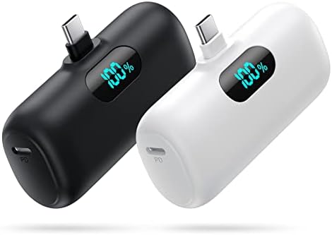 [2-Pack] Mini prijenosni punjač 5000mah Power Bank, 3a PD USB C prijenosni mobilni telefon, LCD ekran baterija kompatibilna sa Android