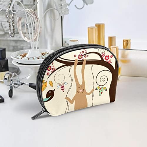 Mala šminkarska torba, patentno torbica Travel Cosmetic organizator za žene i djevojke, Uskršnje obojeno cvijeće Zec crtani film