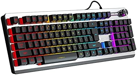 RYEWARY Internet Celebrity， tastatura Accord ergonomski mehanički osjećaj RGB tastatura za igre ，vodootporna metalna ploča duga LED žičana tastatura i miš ，kombinovani Set prostirke za miš （Dugino pozadinsko osvjetljenje