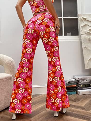 Oyoungle ženski cvjetni print visoki struk za noge za noge za bljeskalice